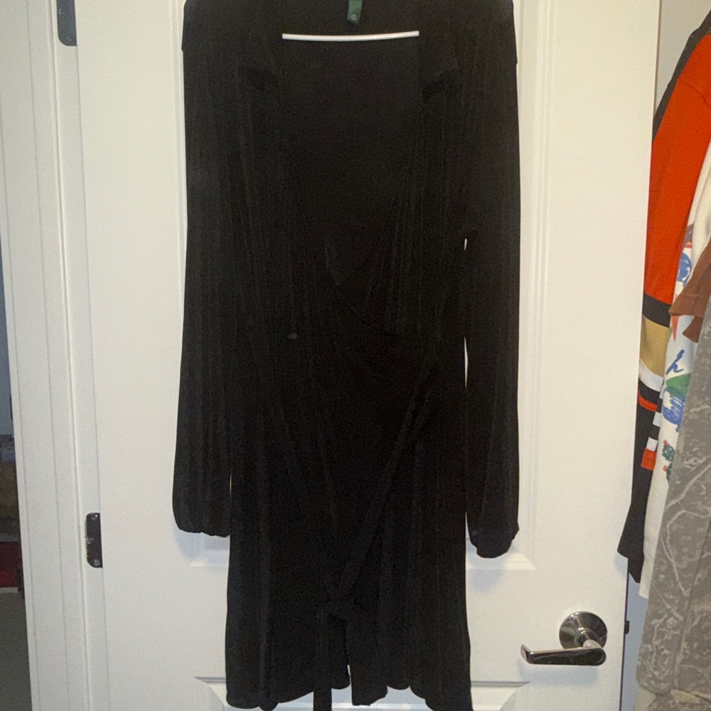 wild fable Black Long Sleeve Wrap Dress